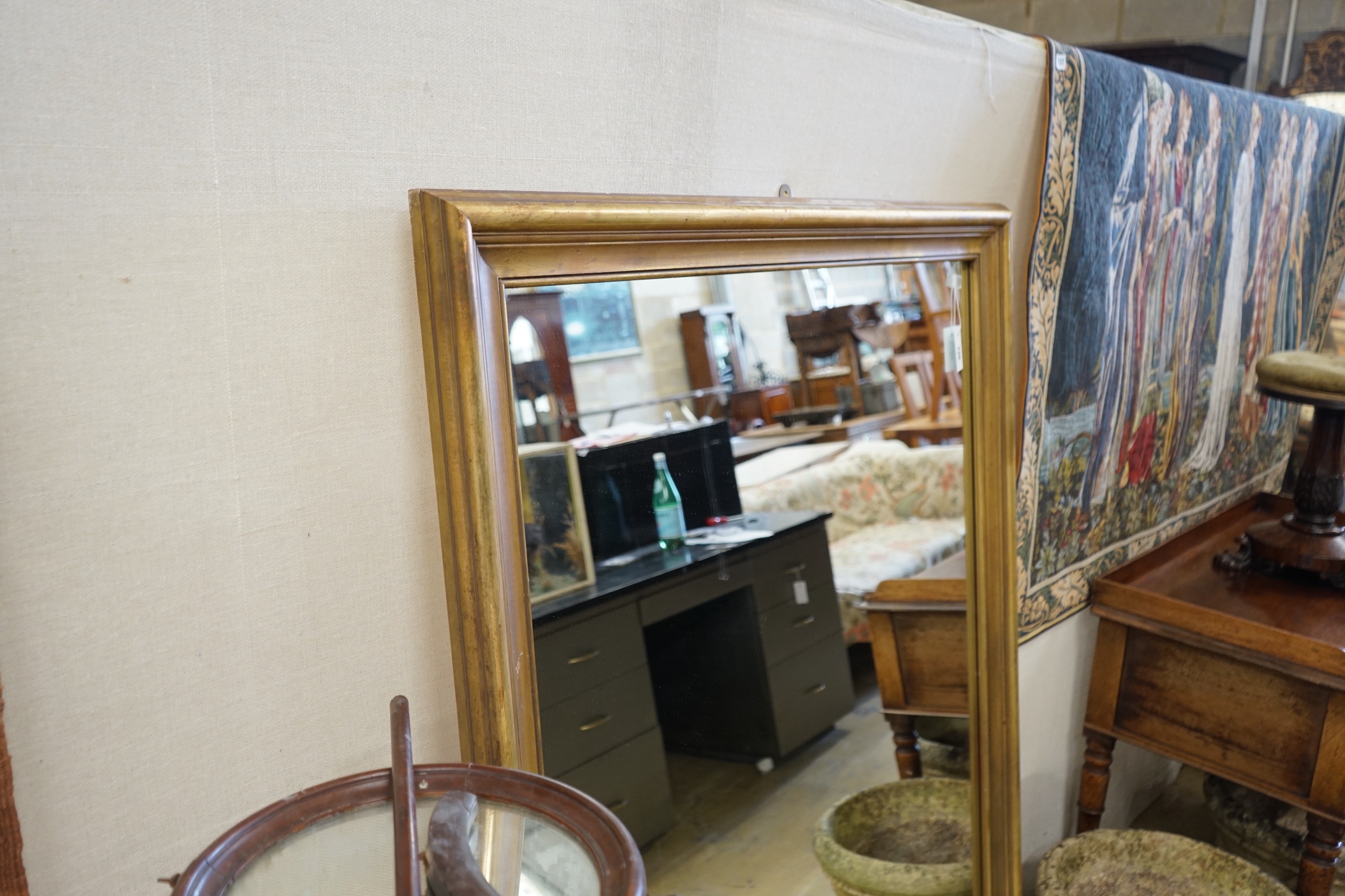 A Victorian style rectangular gilt framed wall mirror, width 116cm, height 150cm